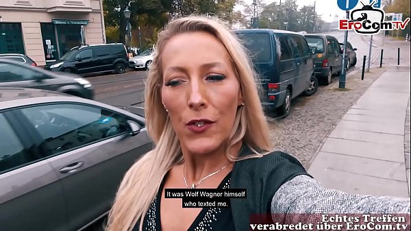 German Girl picks up girl for first time lesbian sex at EroCom Date in Public
