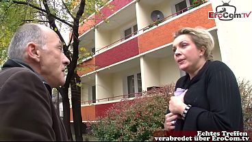 German housewife, a large woman, was approached and fucked by her grandfather on the street.